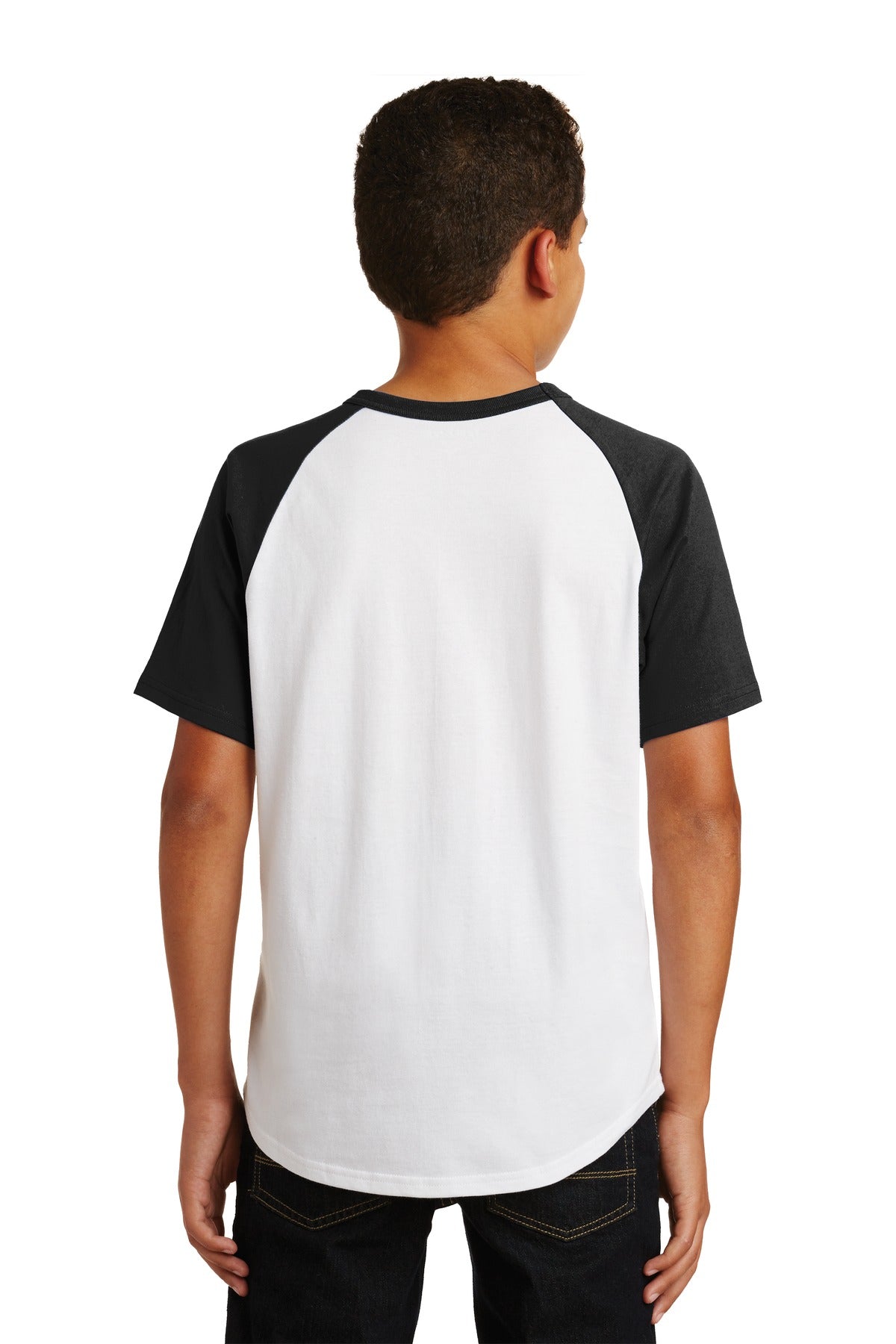 Custom Embroidered Sport-Tek Youth Short Sleeve Colorblock Raglan Jersey. YT201,White/ Black