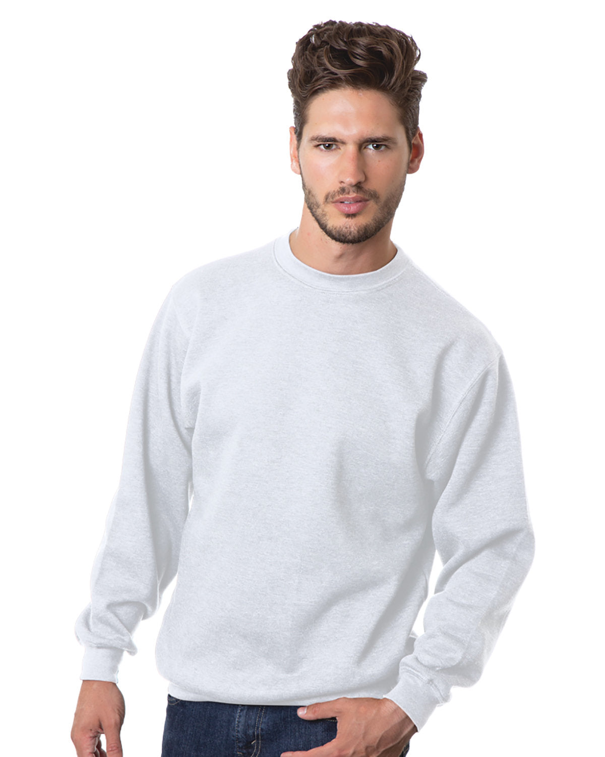 Bayside Adult USA Made Heavyweight Crewneck Sweatshirt BA1102 WHITE