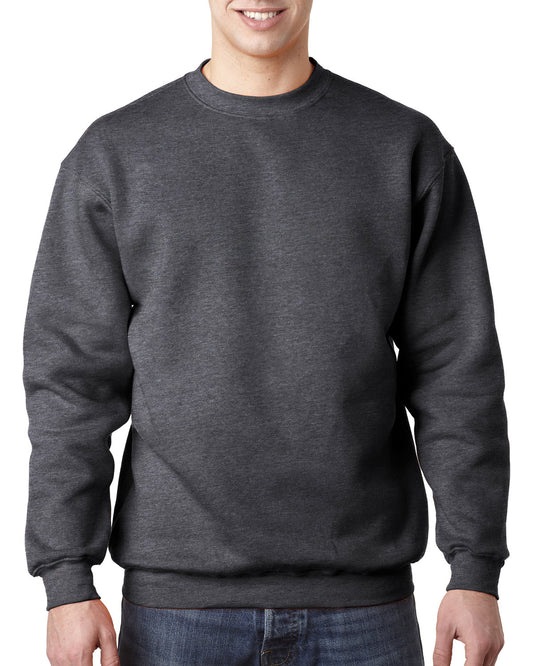 Bayside Adult USA Made Heavyweight Crewneck Sweatshirt BA1102 CHARCOAL HTHR