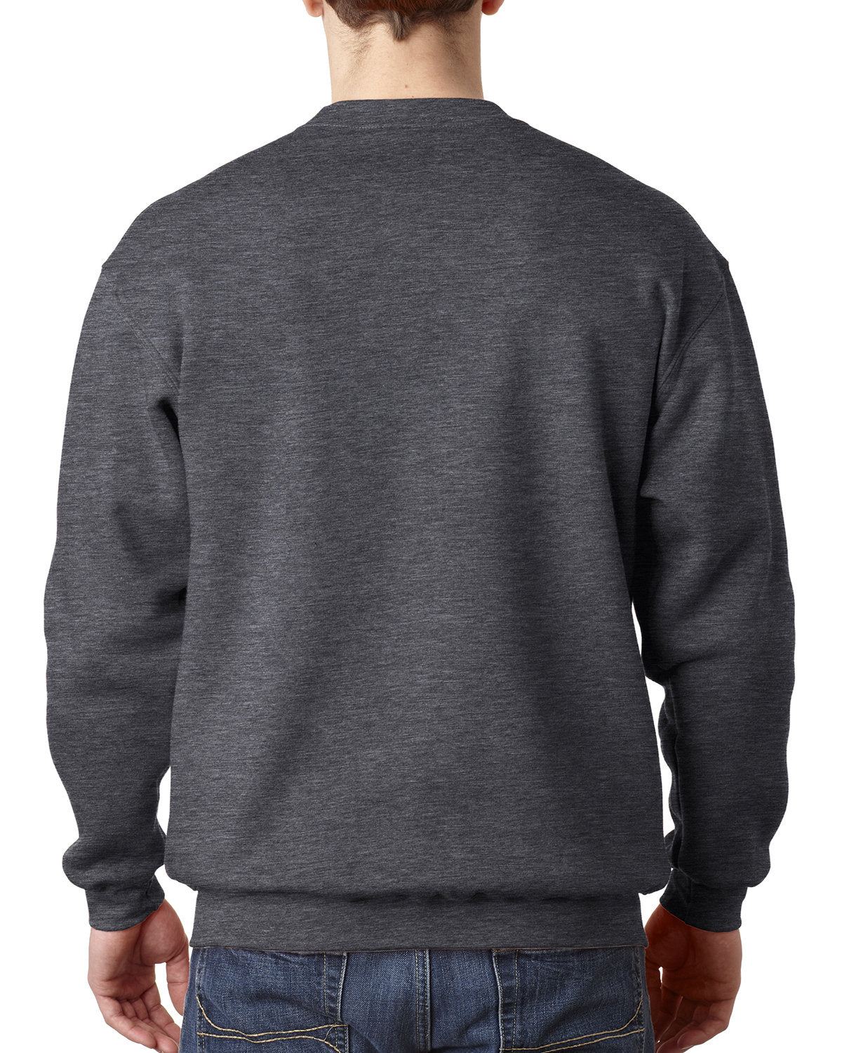 Bayside Adult USA Made Heavyweight Crewneck Sweatshirt BA1102 CHARCOAL HTHR