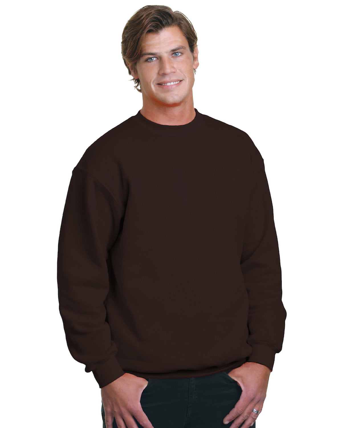 Bayside Adult USA Made Heavyweight Crewneck Sweatshirt BA1102 CHOCOLATE