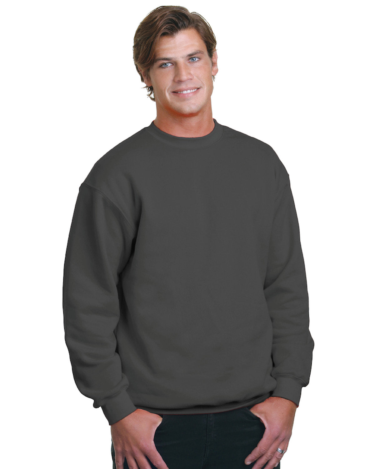 Bayside Adult USA Made Heavyweight Crewneck Sweatshirt BA1102 CHARCOAL