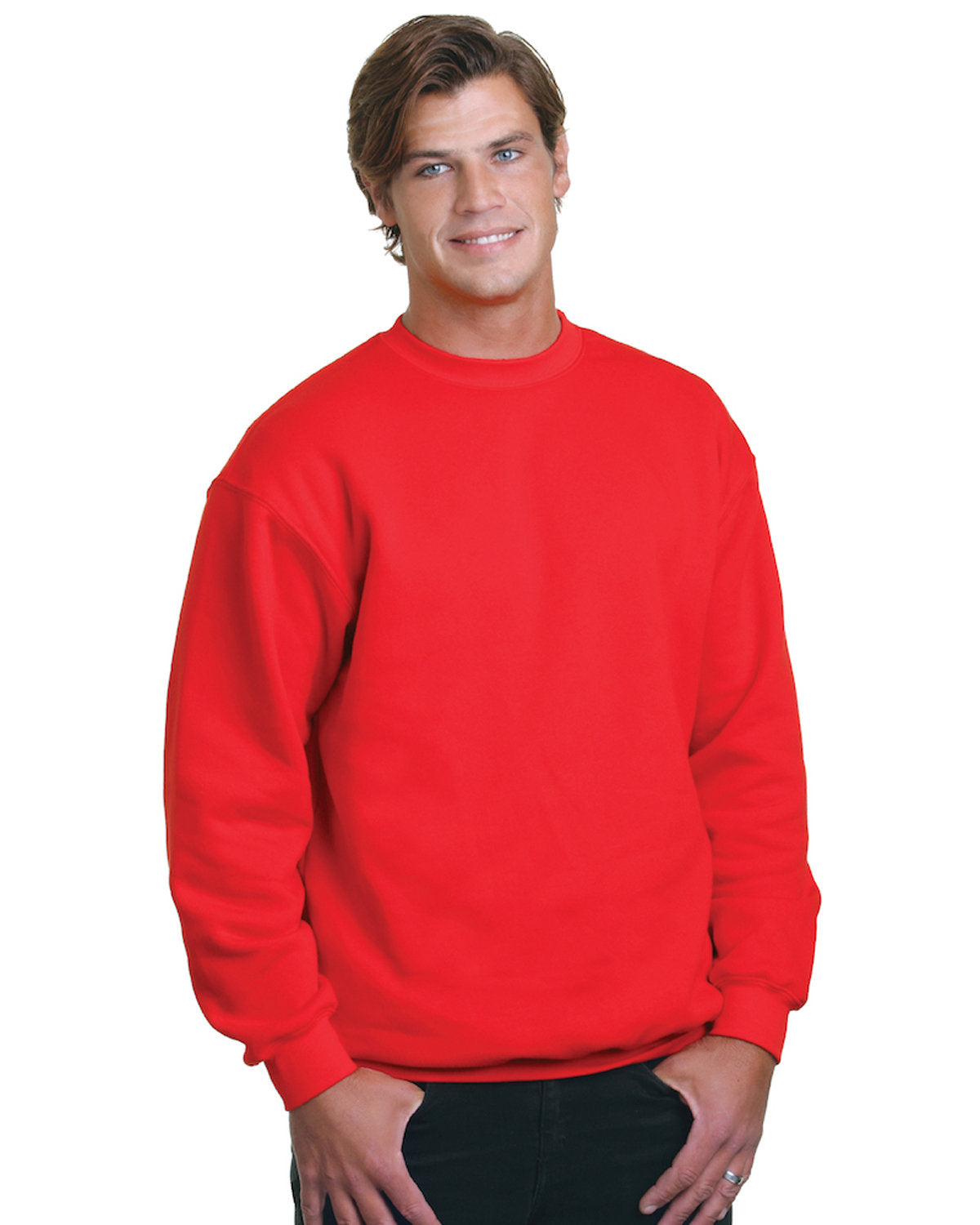 Bayside Adult USA Made Heavyweight Crewneck Sweatshirt BA1102 RED