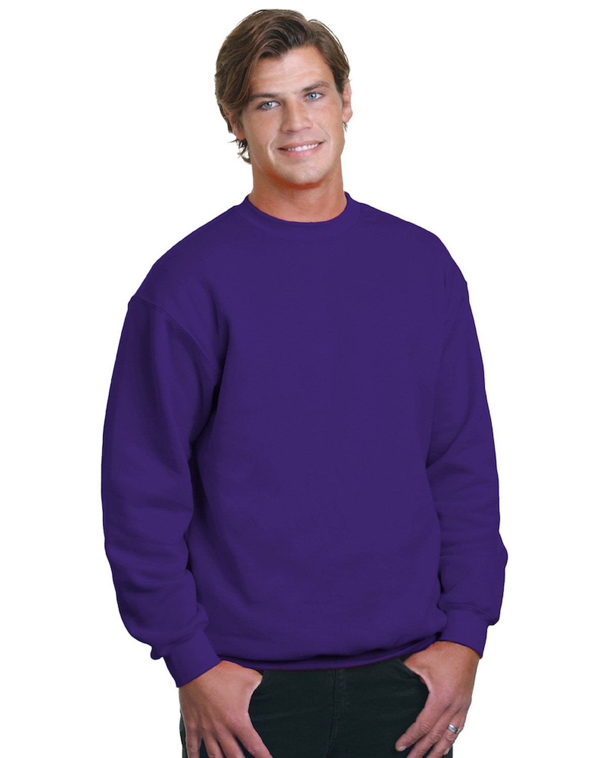 Bayside Adult USA Made Heavyweight Crewneck Sweatshirt BA1102 PURPLE