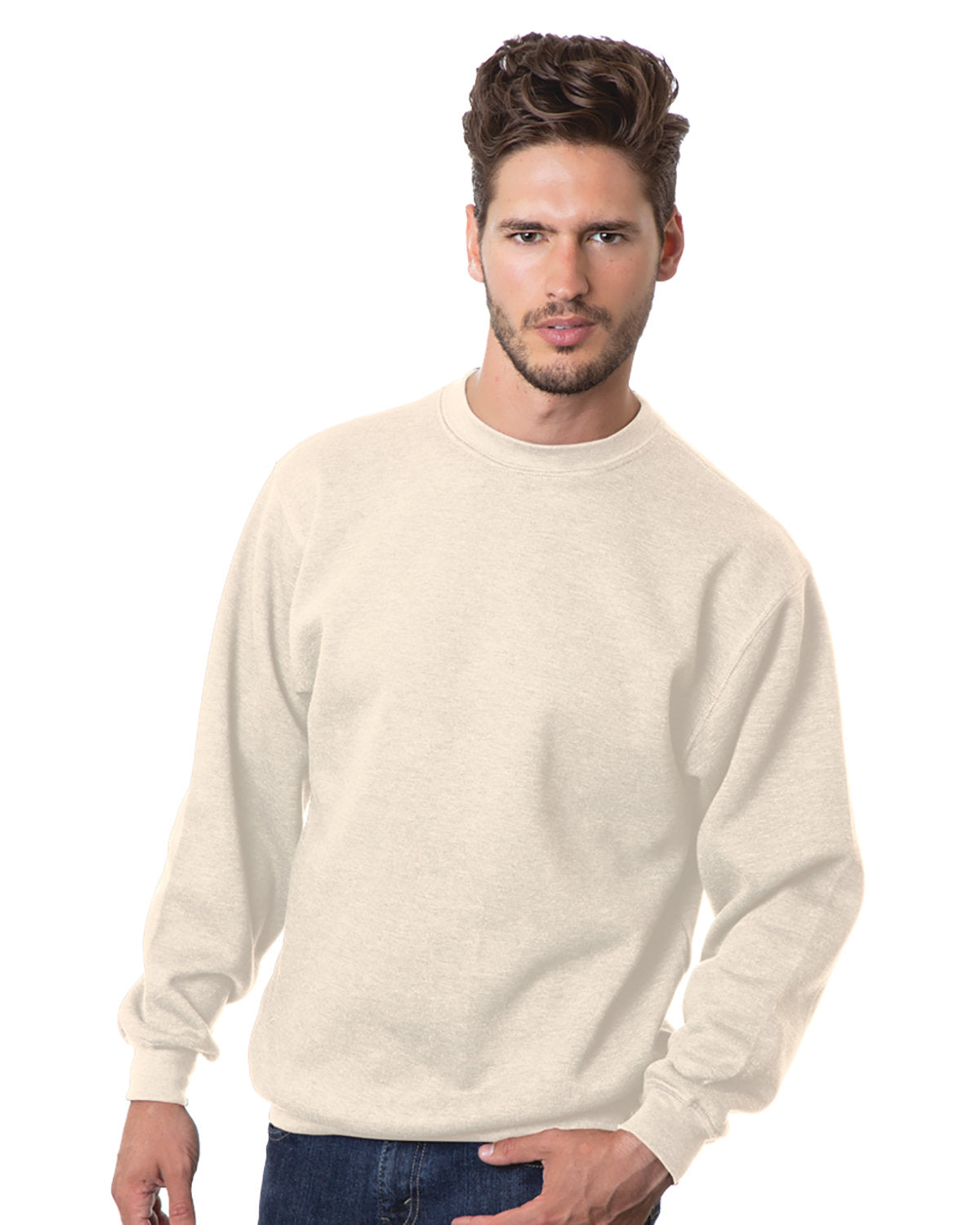 Bayside Adult USA Made Heavyweight Crewneck Sweatshirt BA1102 CREAM