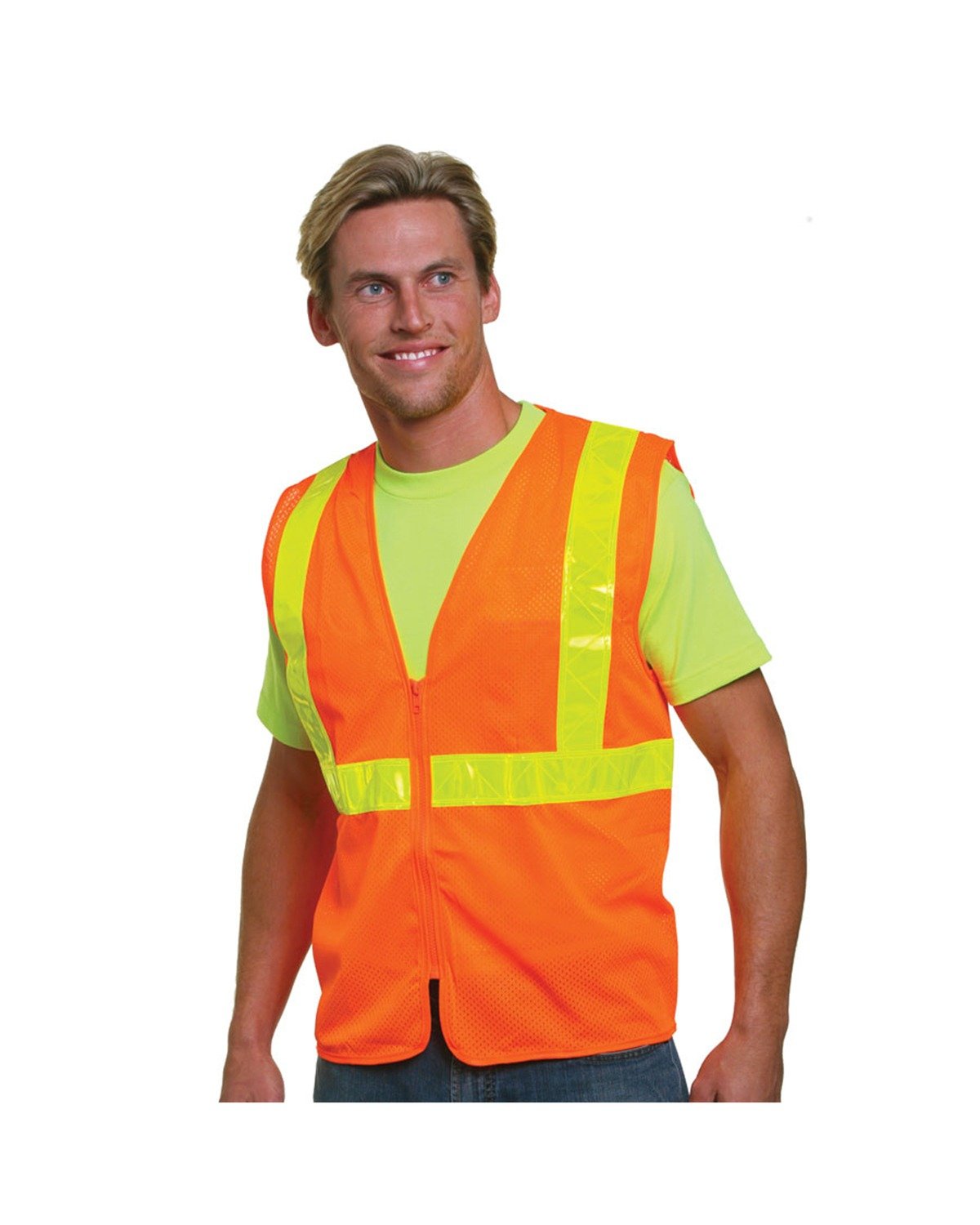 Bayside Unisex USA Made M22610/LZ, Class 2, Level 2 ANSI High Vis Mesh Safety Vest BA3780