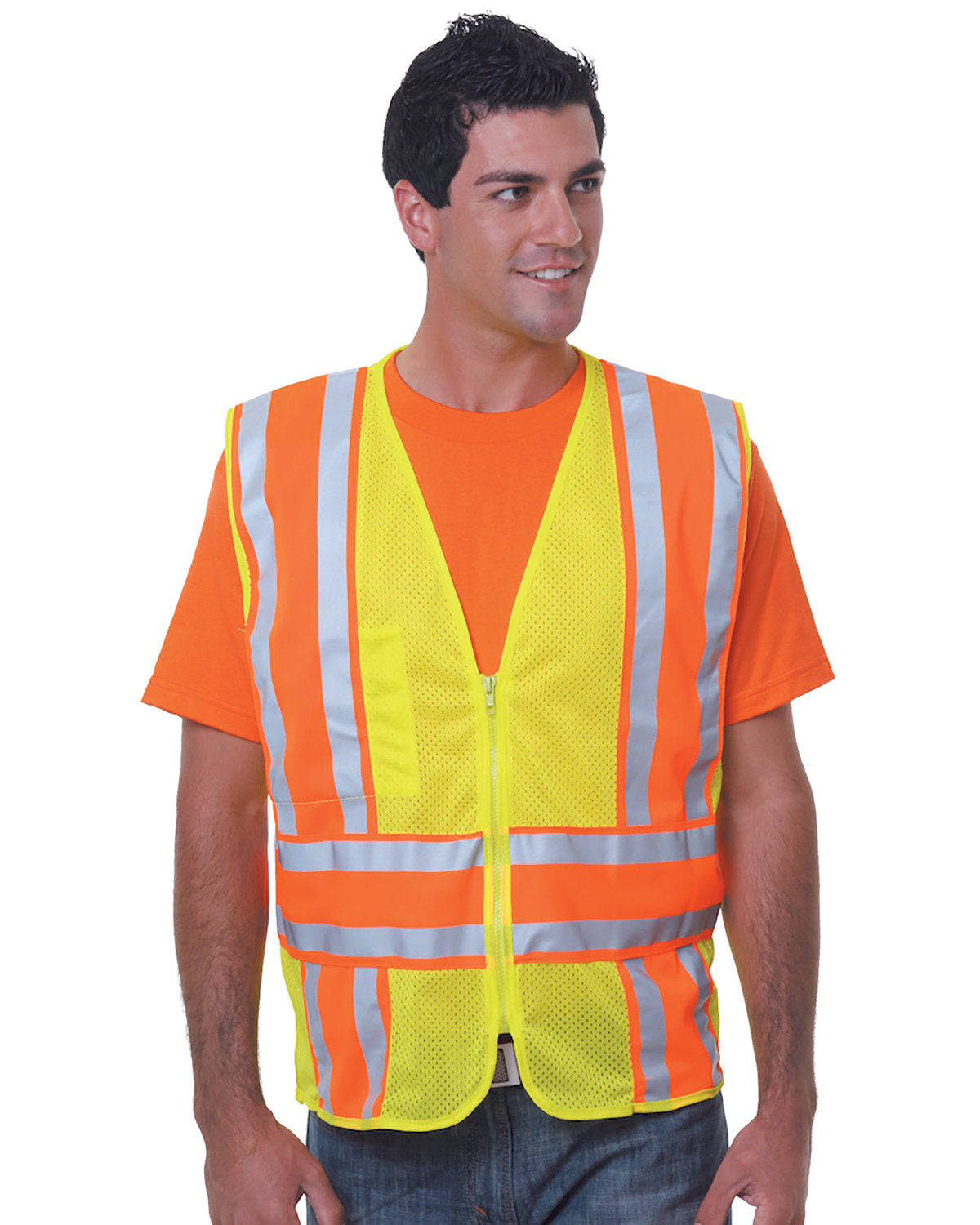 Bayside Unisex USA Made Class 2, Level 2 ANSI High Vis Mesh Safety Vest BA3787