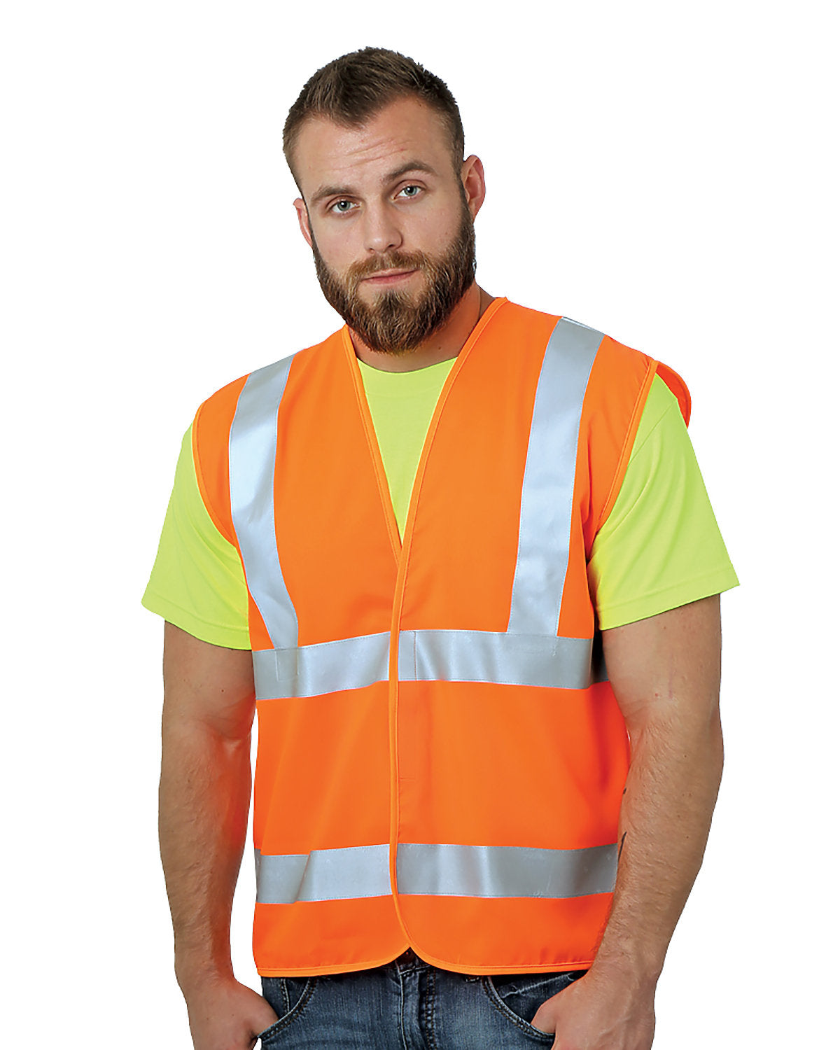 Bayside Unisex USA Made Class 2 ANSI High Vis Economy Safety Vest BA3789