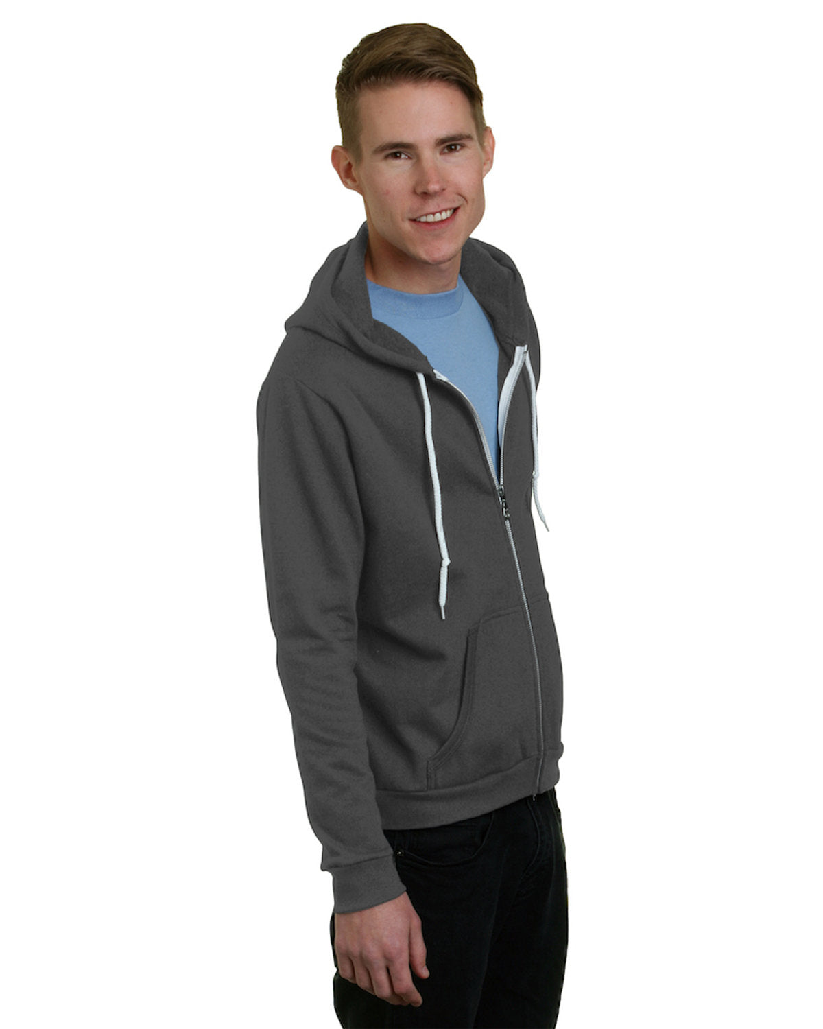 Bayside Unisex USA Made Full-Zip Lightweight Hooded Sweatshirt BA875