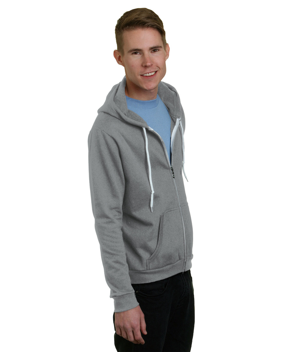 Bayside Unisex USA Made Full-Zip Lightweight Hooded Sweatshirt BA875