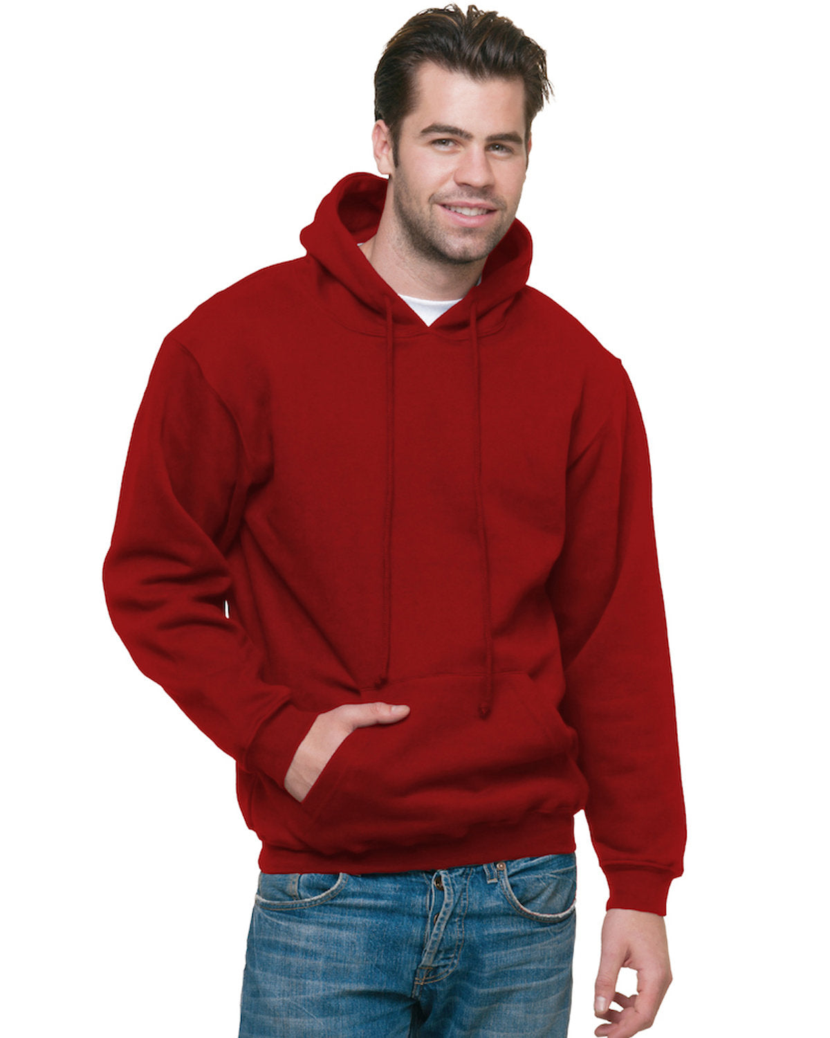 Bayside Adult USA Made Pullover Heavyweight Hooded Sweatshirt BA960 CARDINAL