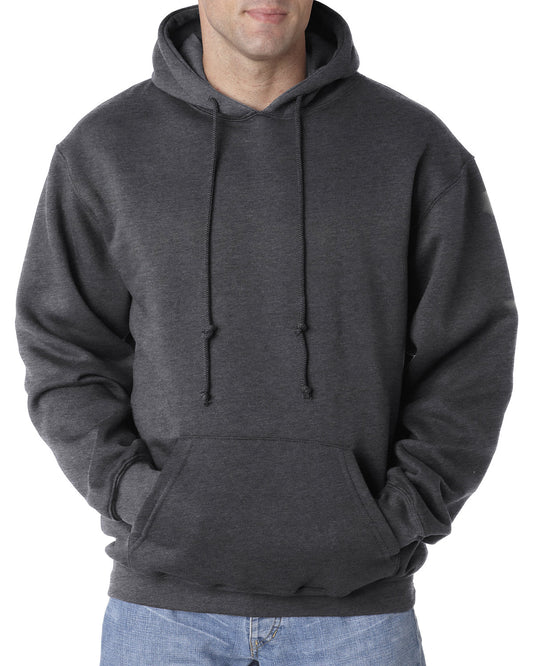 Bayside Adult USA Made Pullover Heavyweight Hooded Sweatshirt BA960 CHARCOAL HTHR