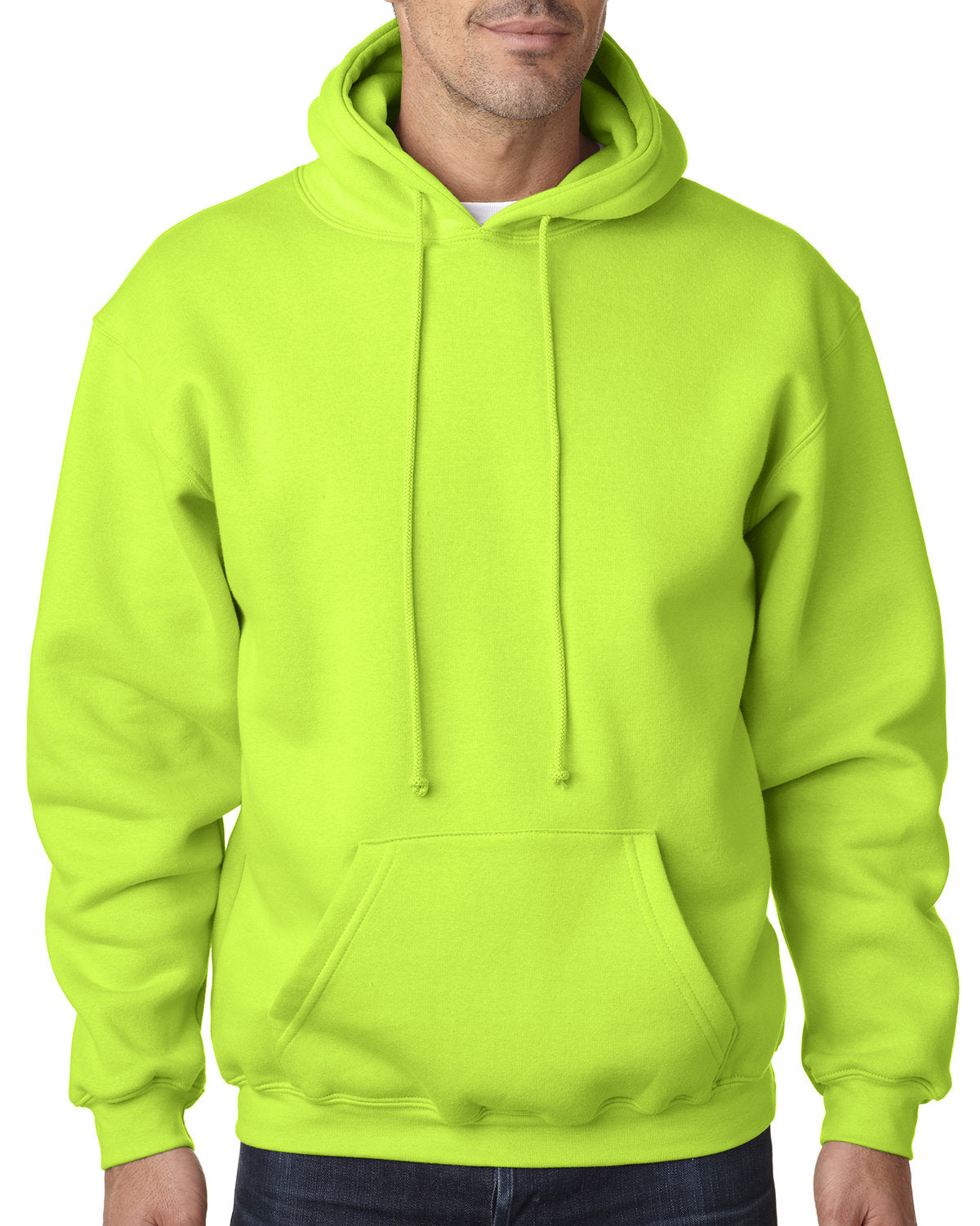 Bayside Adult USA Made Pullover Heavyweight Hooded Sweatshirt BA960 LIME GREEN