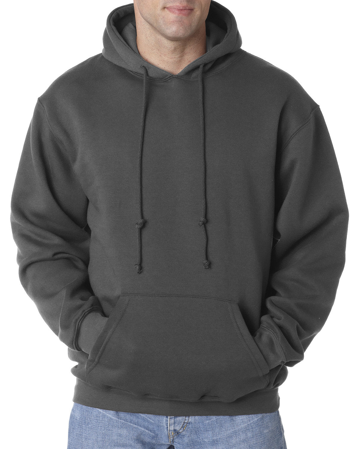 Bayside Adult USA Made Pullover Heavyweight Hooded Sweatshirt BA960 CHARCOAL