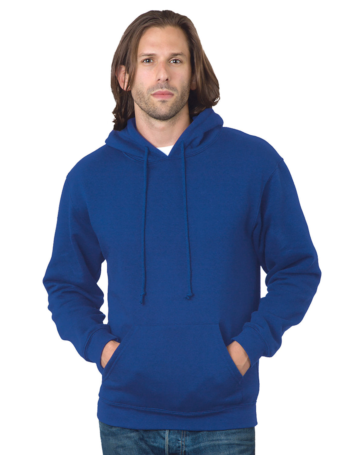 Bayside Adult USA Made Pullover Heavyweight Hooded Sweatshirt BA960 ROYAL BLUE