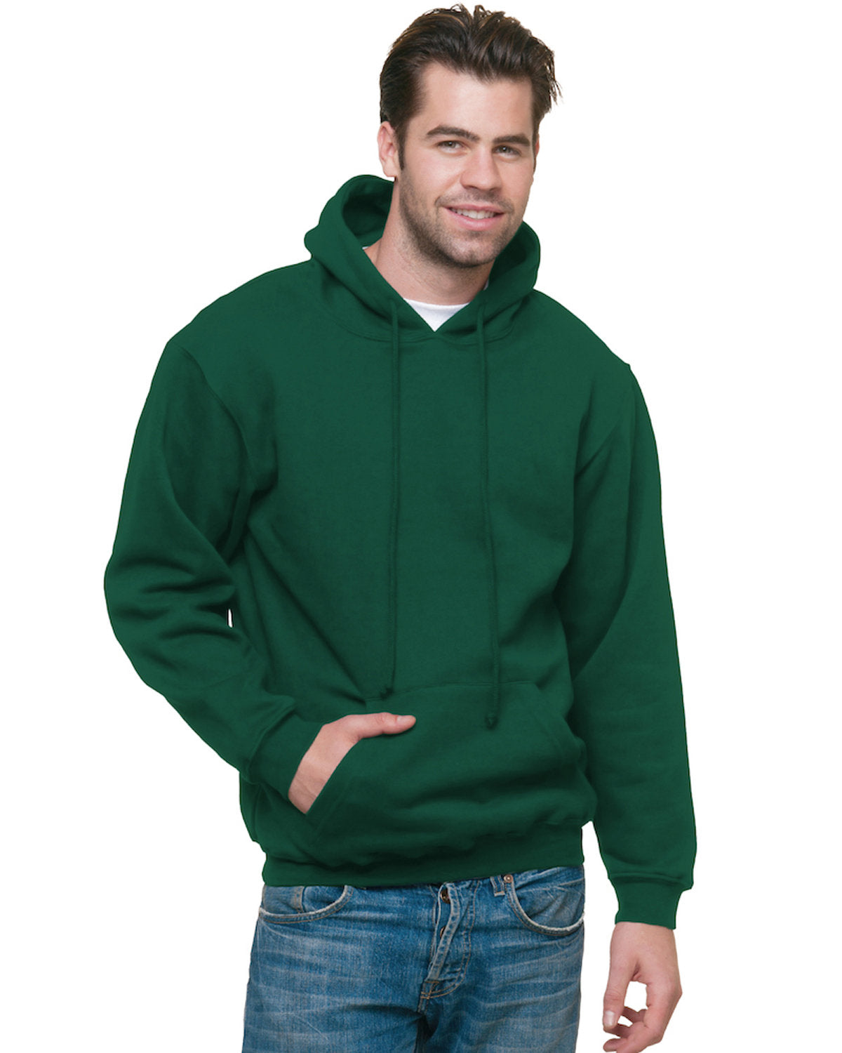 Bayside Adult USA Made Pullover Heavyweight Hooded Sweatshirt BA960 HUNTER GREEN