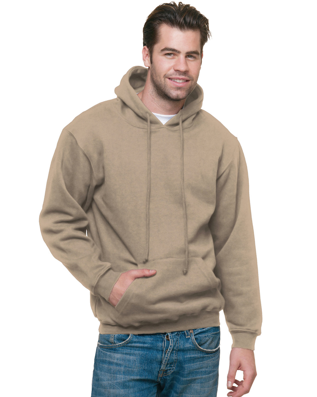 Bayside Adult USA Made Pullover Heavyweight Hooded Sweatshirt BA960 SAND