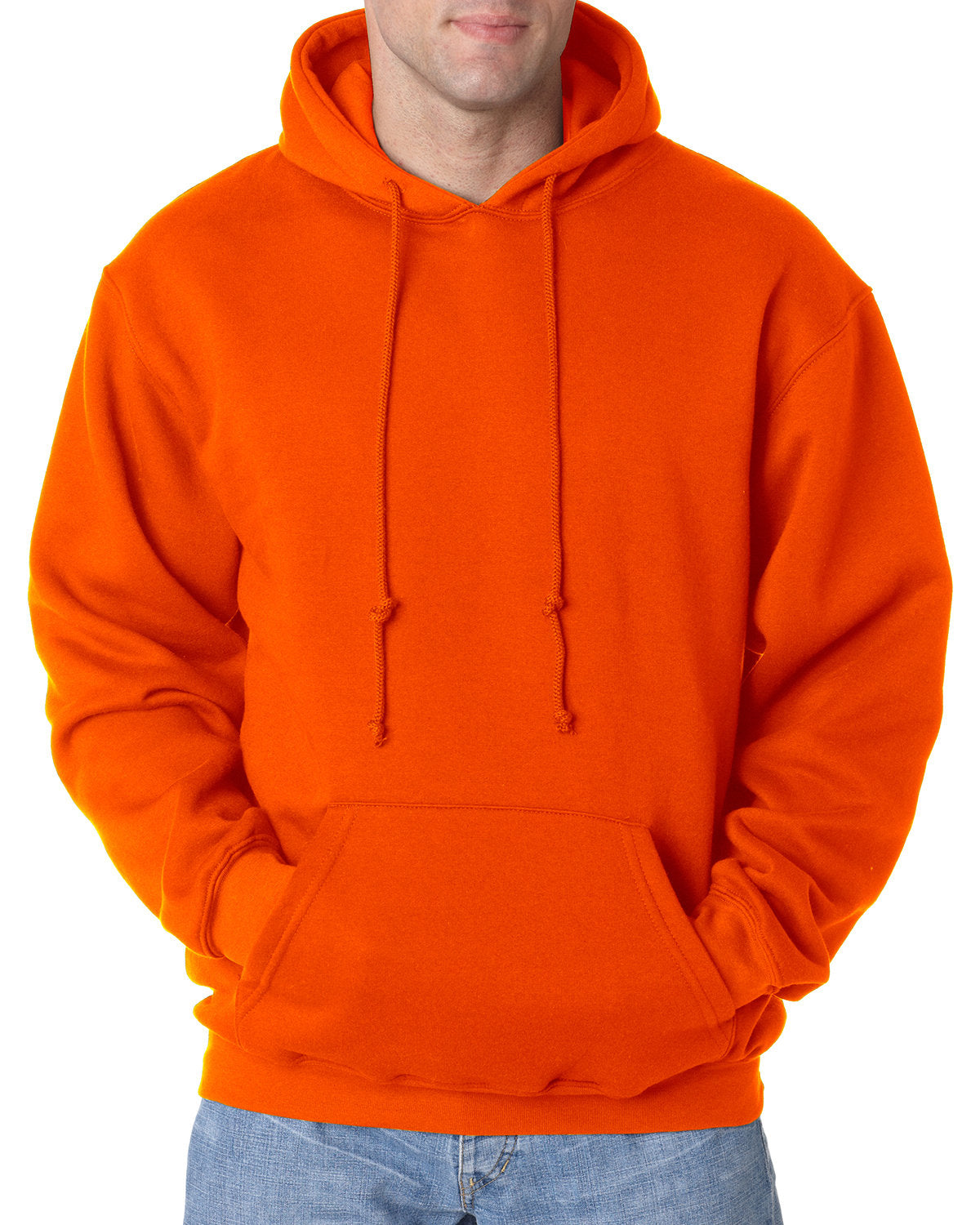 Bayside Adult USA Made Pullover Heavyweight Hooded Sweatshirt BA960 BRIGHT ORANGE