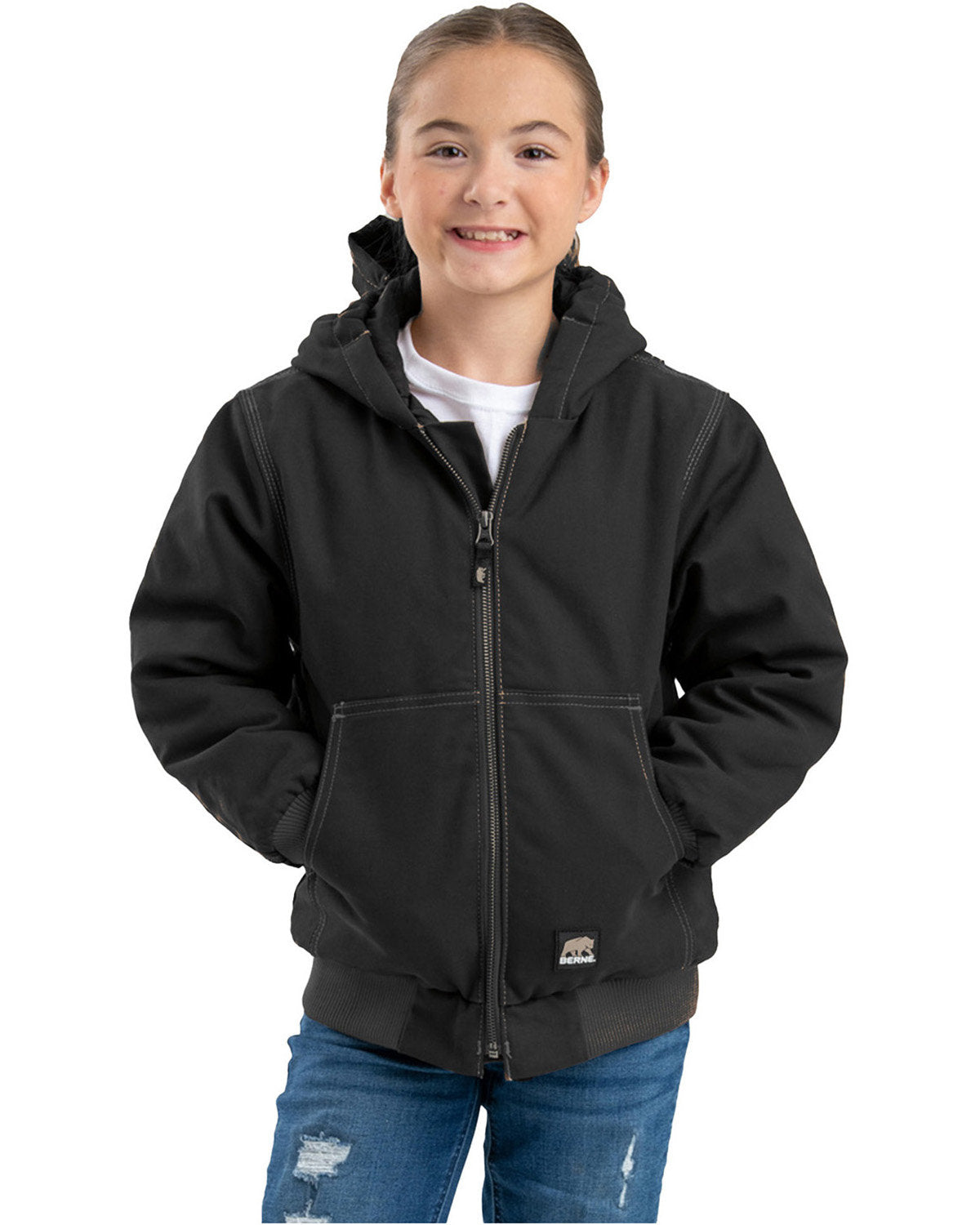 Berne Youth Highland Softstone Duck Hooded Jacket BHJ61