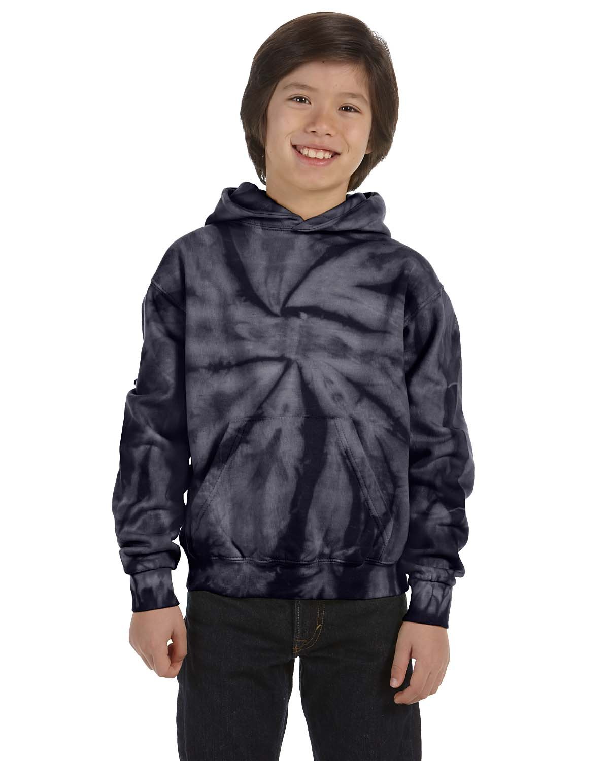 Tie-Dye Youth Pullover Hooded Sweatshirt CD877Y SPIDER NAVY