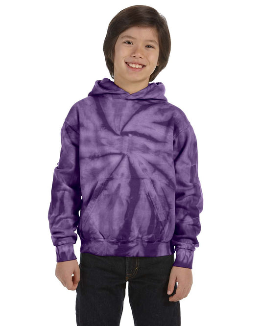 Tie-Dye Youth Pullover Hooded Sweatshirt CD877Y SPIDER PURPLE