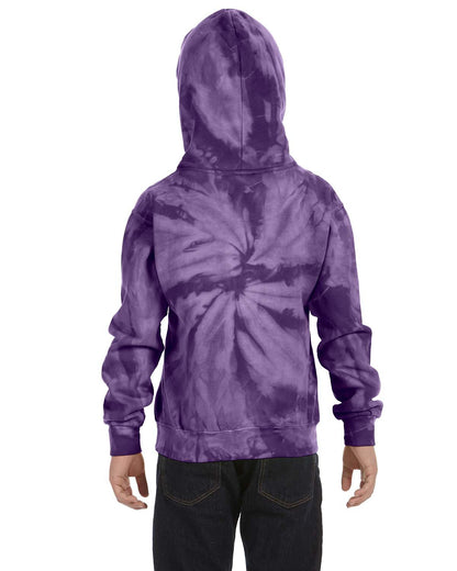 Tie-Dye Youth Pullover Hooded Sweatshirt CD877Y SPIDER PURPLE