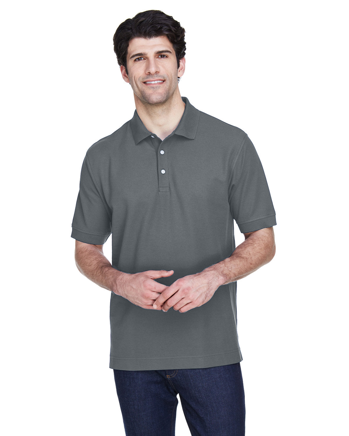 Devon & Jones Men's Pima Piqué Short-Sleeve Polo D100 GRAPHITE