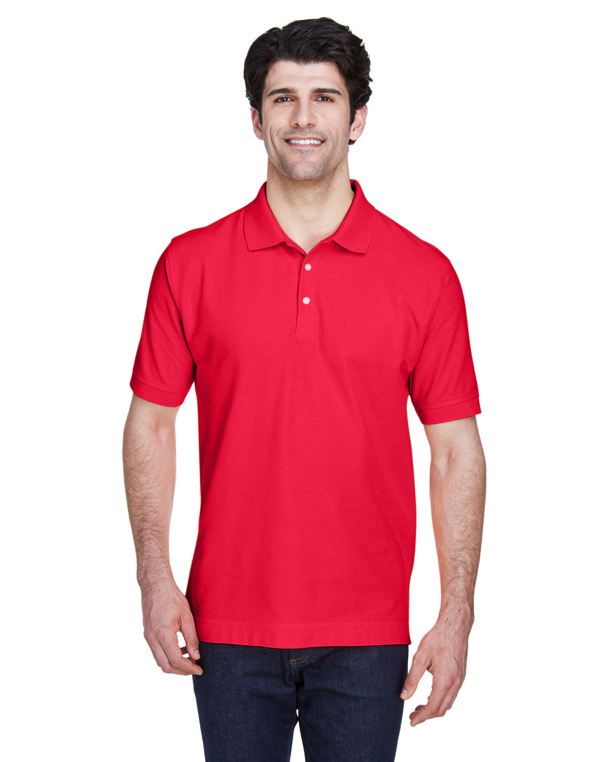 Devon & Jones Men's Pima Piqué Short-Sleeve Polo D100 RED