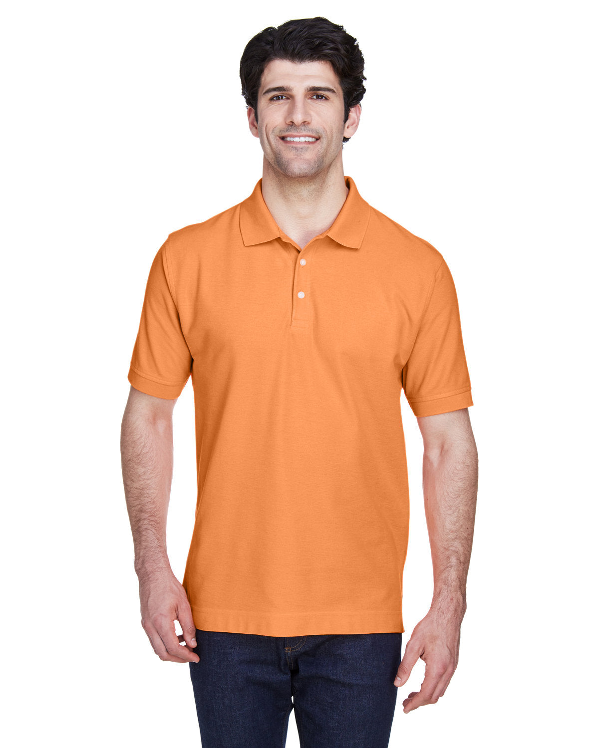 Devon & Jones Men's Pima Piqué Short-Sleeve Polo D100 CANTALOUPE