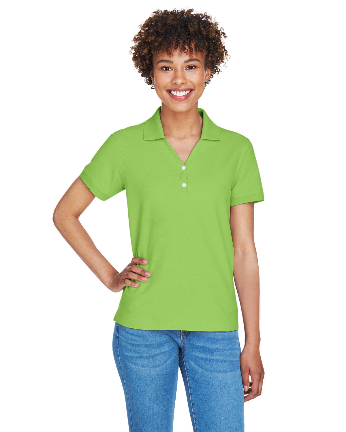 Devon & Jones Ladies' Pima Piqué Y-Collar Polo D100W LIME