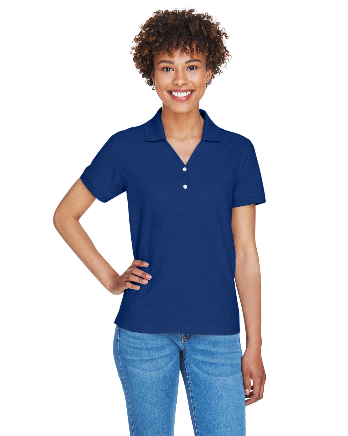 Devon & Jones Ladies' Pima Piqué Y-Collar Polo D100W TRUE ROYAL