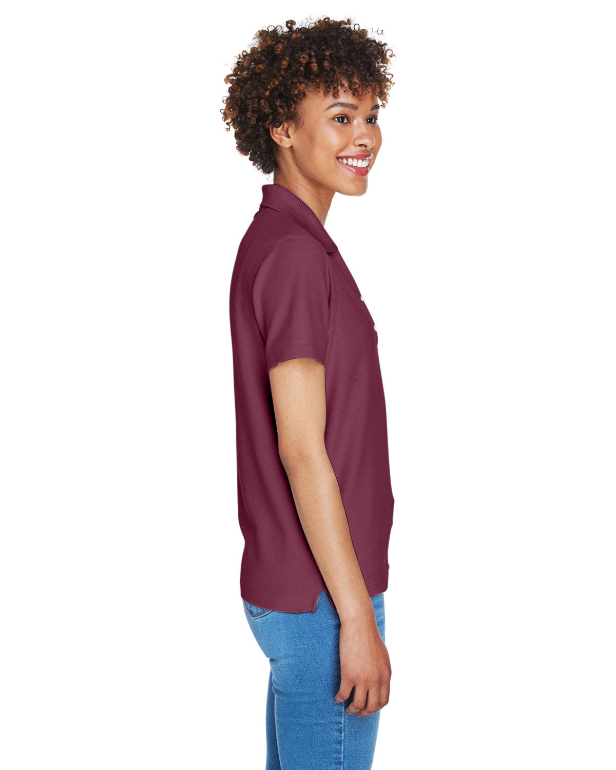 Devon & Jones Ladies' Pima Piqué Y-Collar Polo D100W BURGUNDY