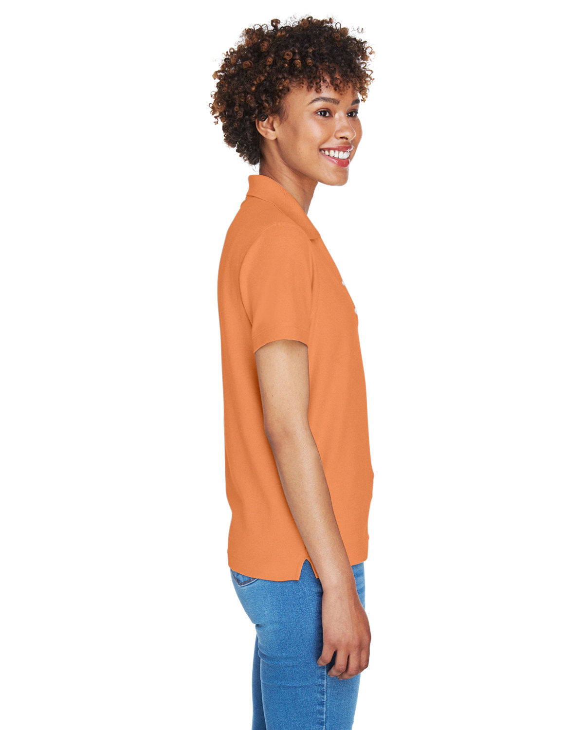 Devon & Jones Ladies' Pima Piqué Y-Collar Polo D100W CANTALOUPE