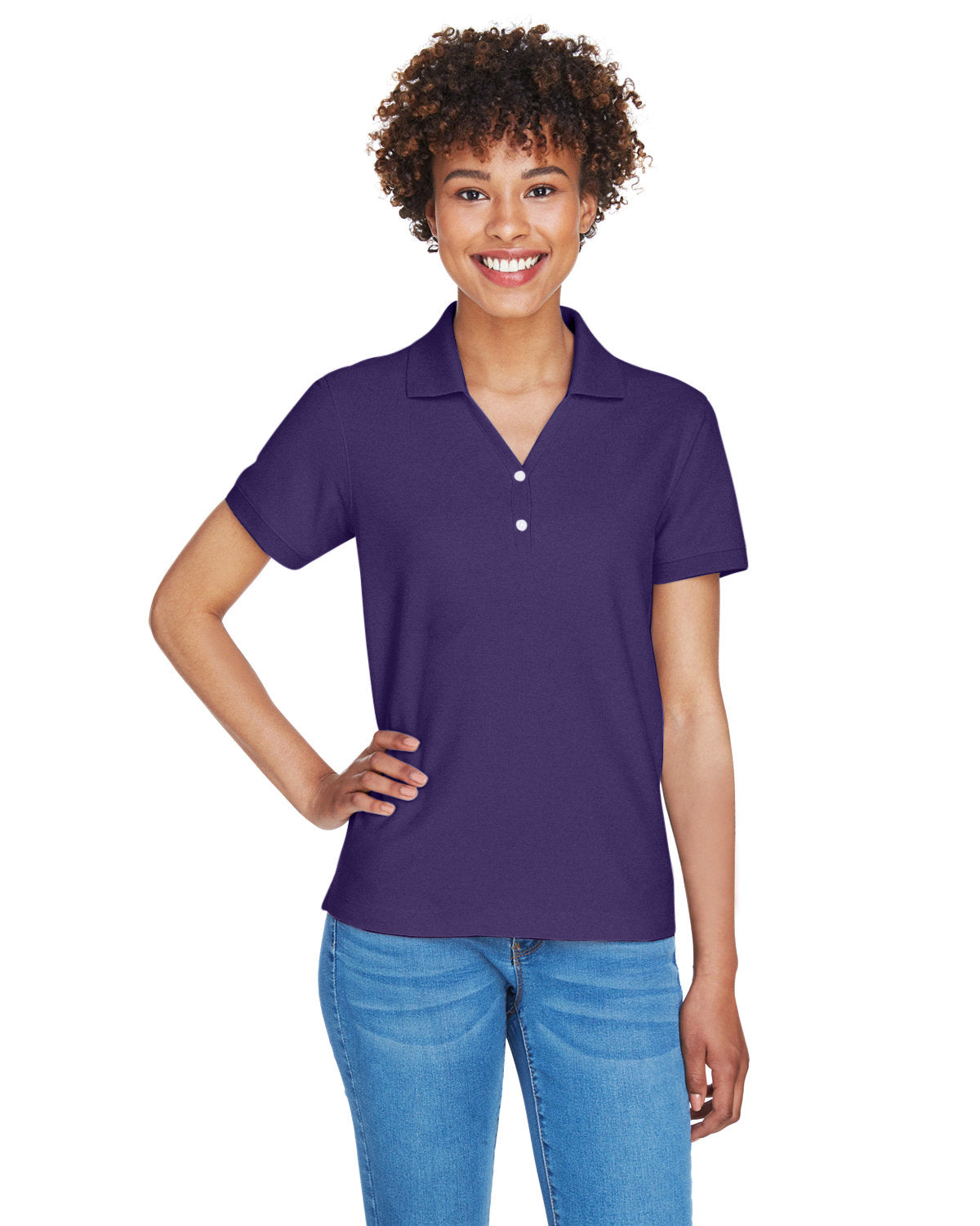 Devon & Jones Ladies' Pima Piqué Y-Collar Polo D100W DEEP PURPLE