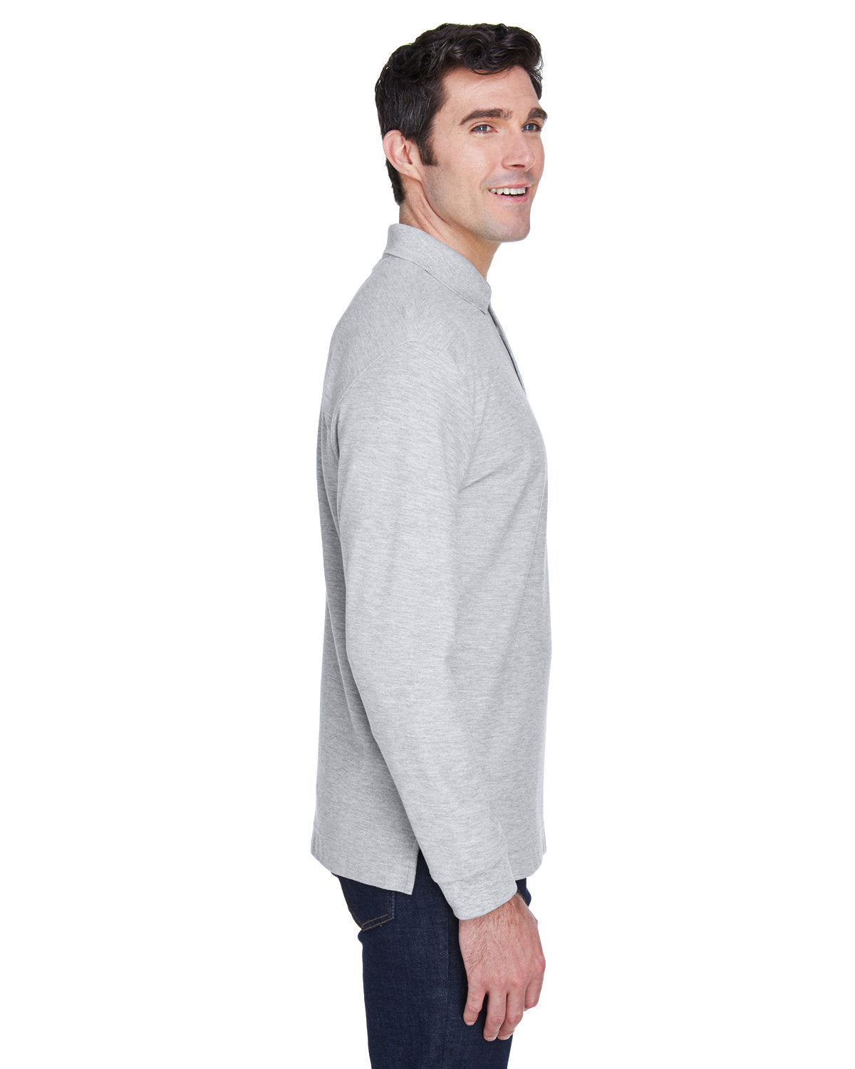 Devon & Jones Men's Pima Piqué Long-Sleeve Polo D110