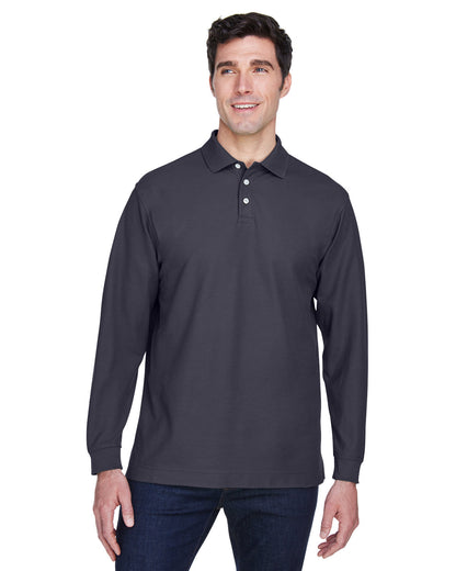 Devon & Jones Men's Pima Piqué Long-Sleeve Polo D110