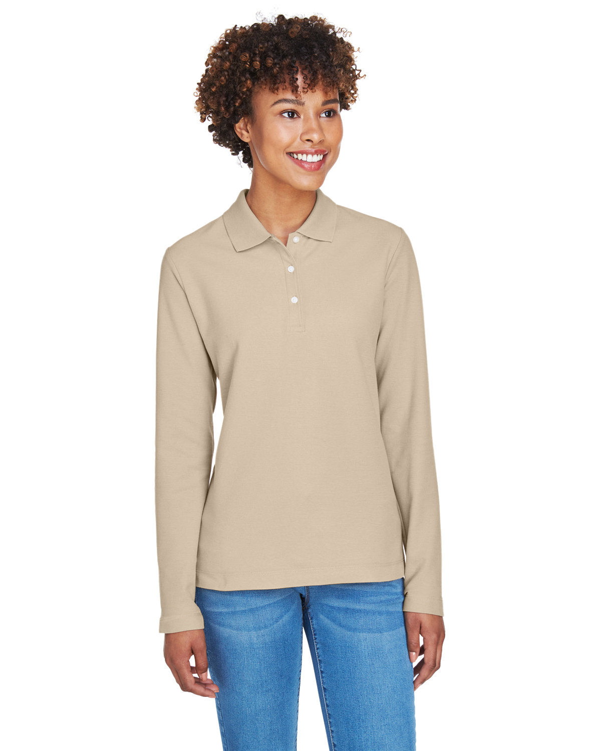 Devon & Jones Ladies' Pima Piqué Long-Sleeve Polo D110W