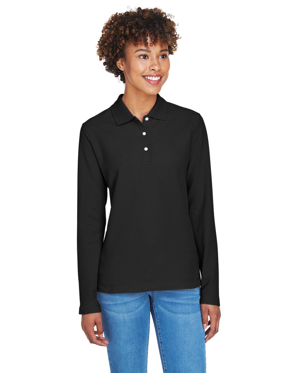 Devon & Jones Ladies' Pima Piqué Long-Sleeve Polo D110W