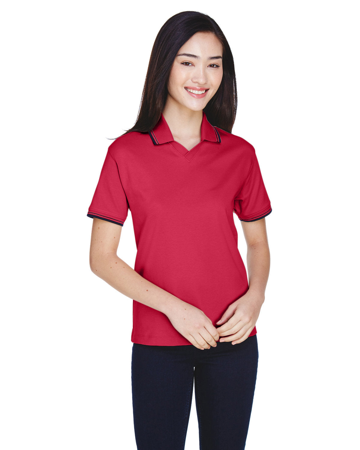 Devon & Jones Ladies' Tipped Perfect Pima Interlock Polo D140W