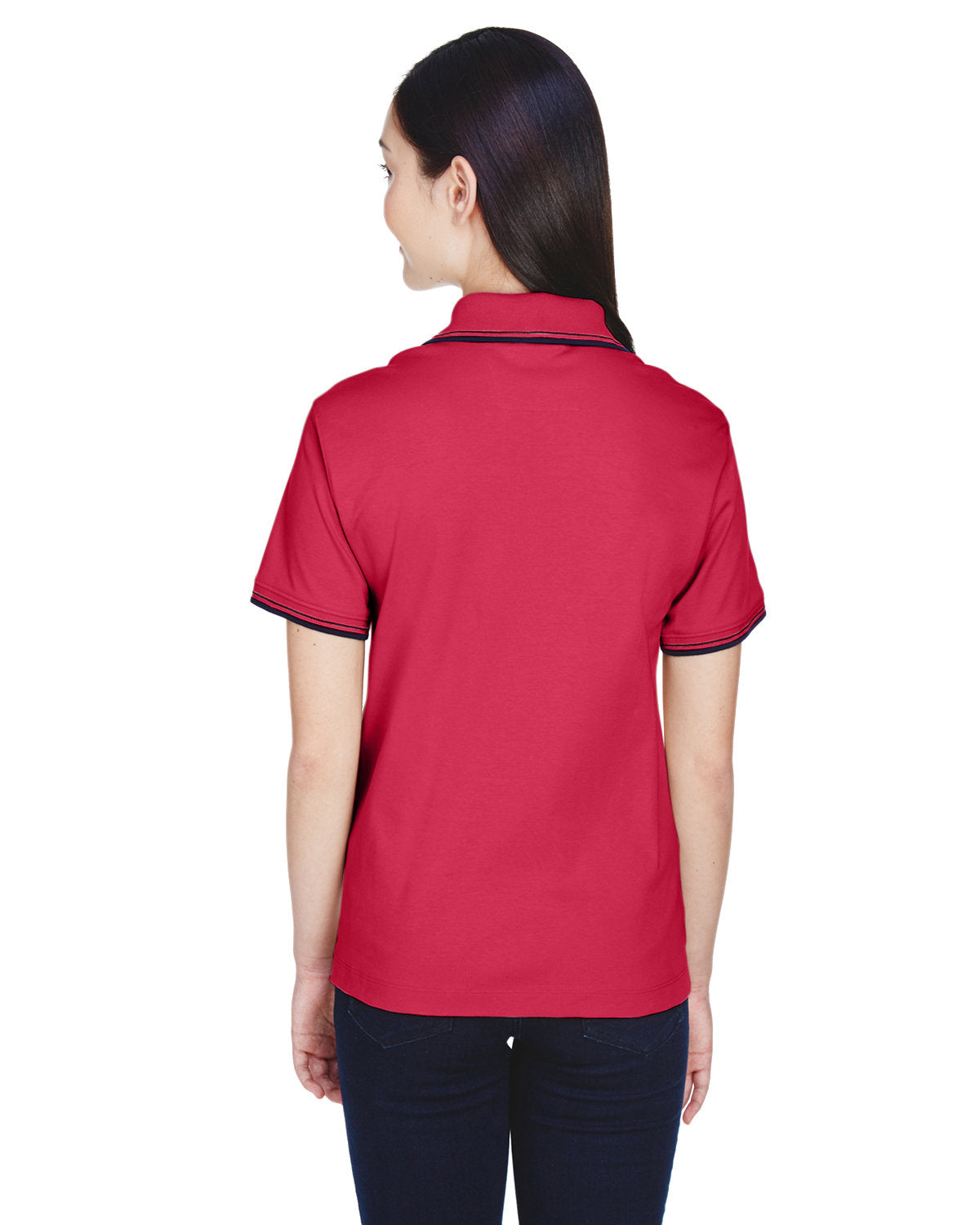 Devon & Jones Ladies' Tipped Perfect Pima Interlock Polo D140W