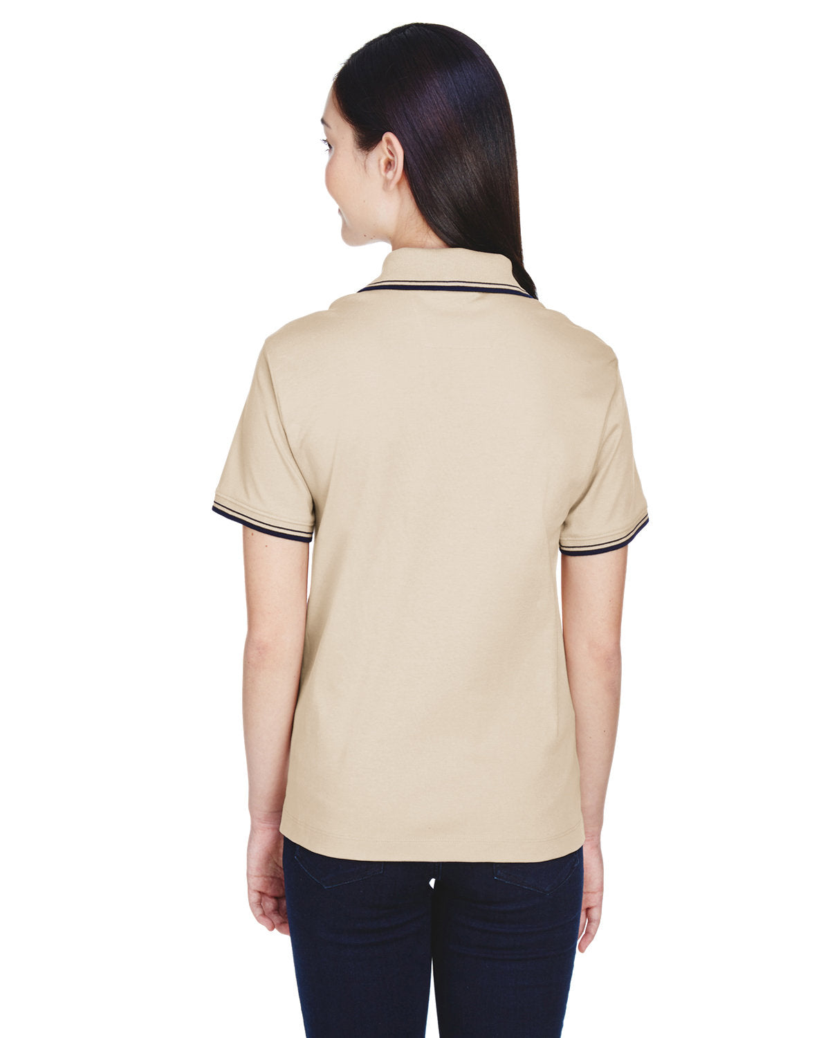 Devon & Jones Ladies' Tipped Perfect Pima Interlock Polo D140W