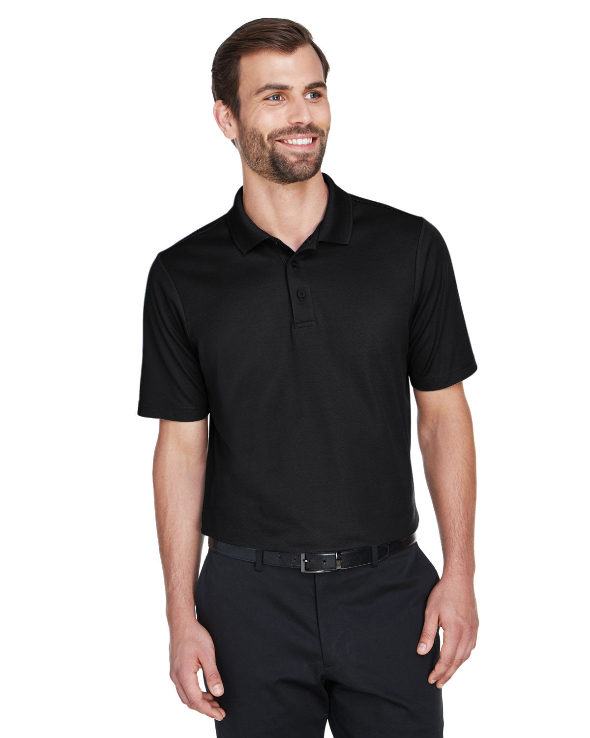 Devon & Jones CrownLux Performance® Men's Plaited Polo DG20 BLACK