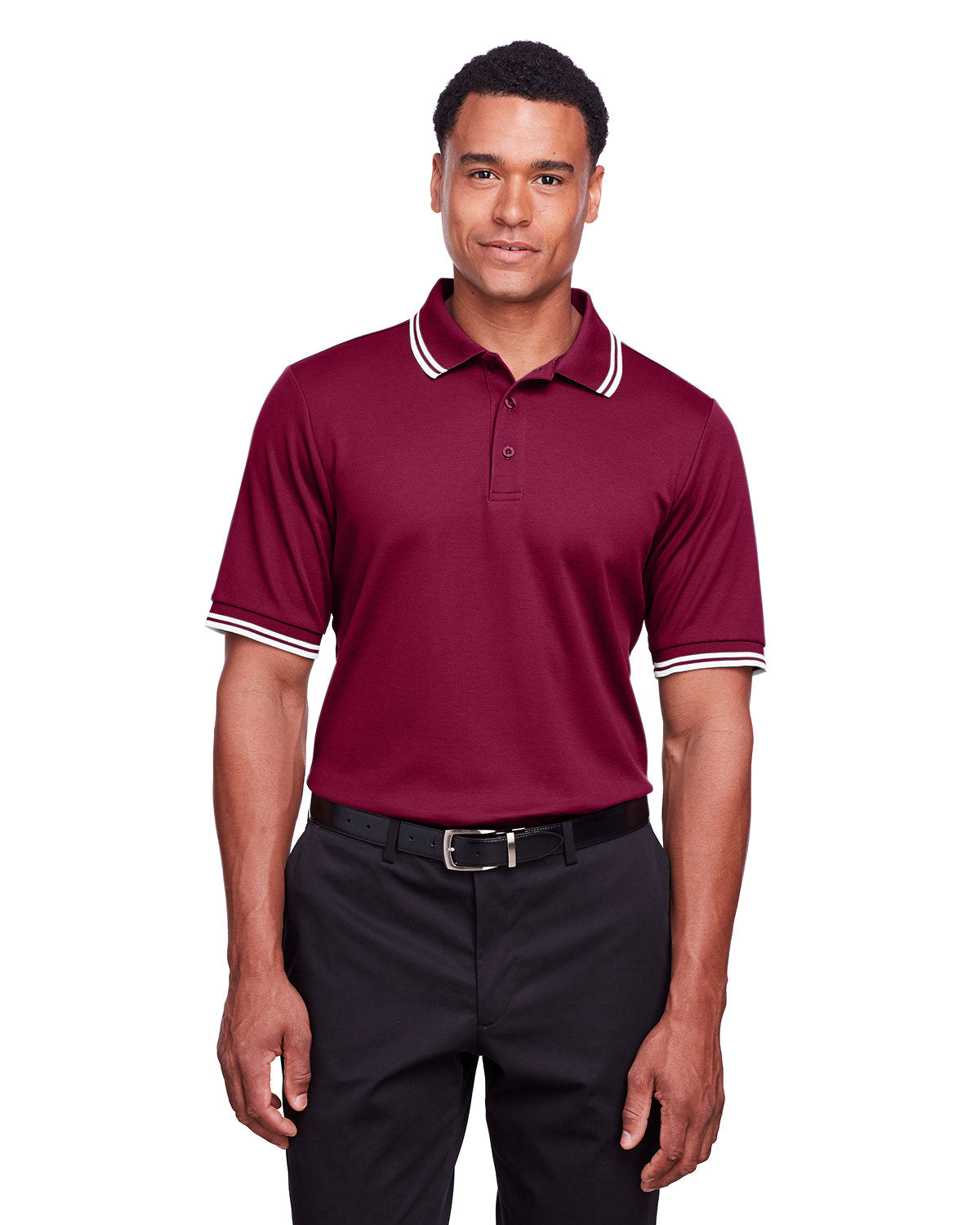 Devon & Jones CrownLux Performance® Men's Plaited Tipped Polo DG20C