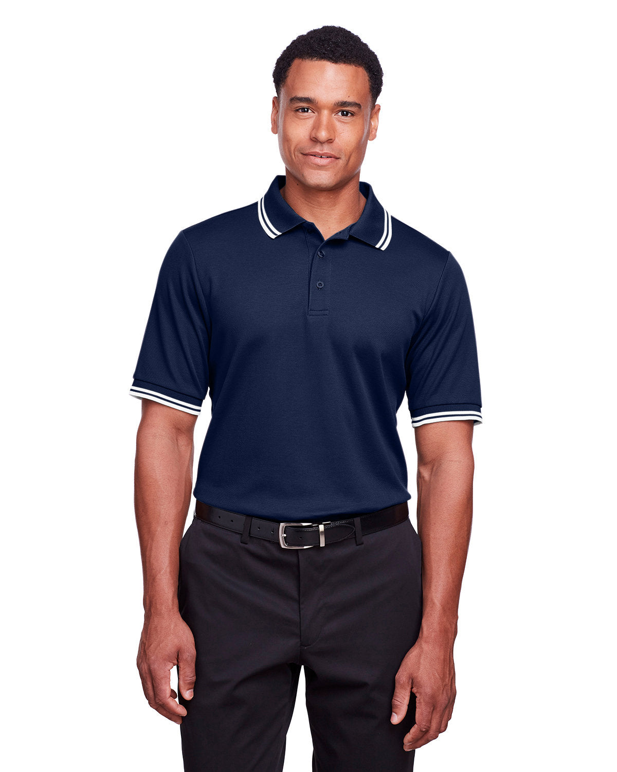 Devon & Jones CrownLux Performance® Men's Plaited Tipped Polo DG20C