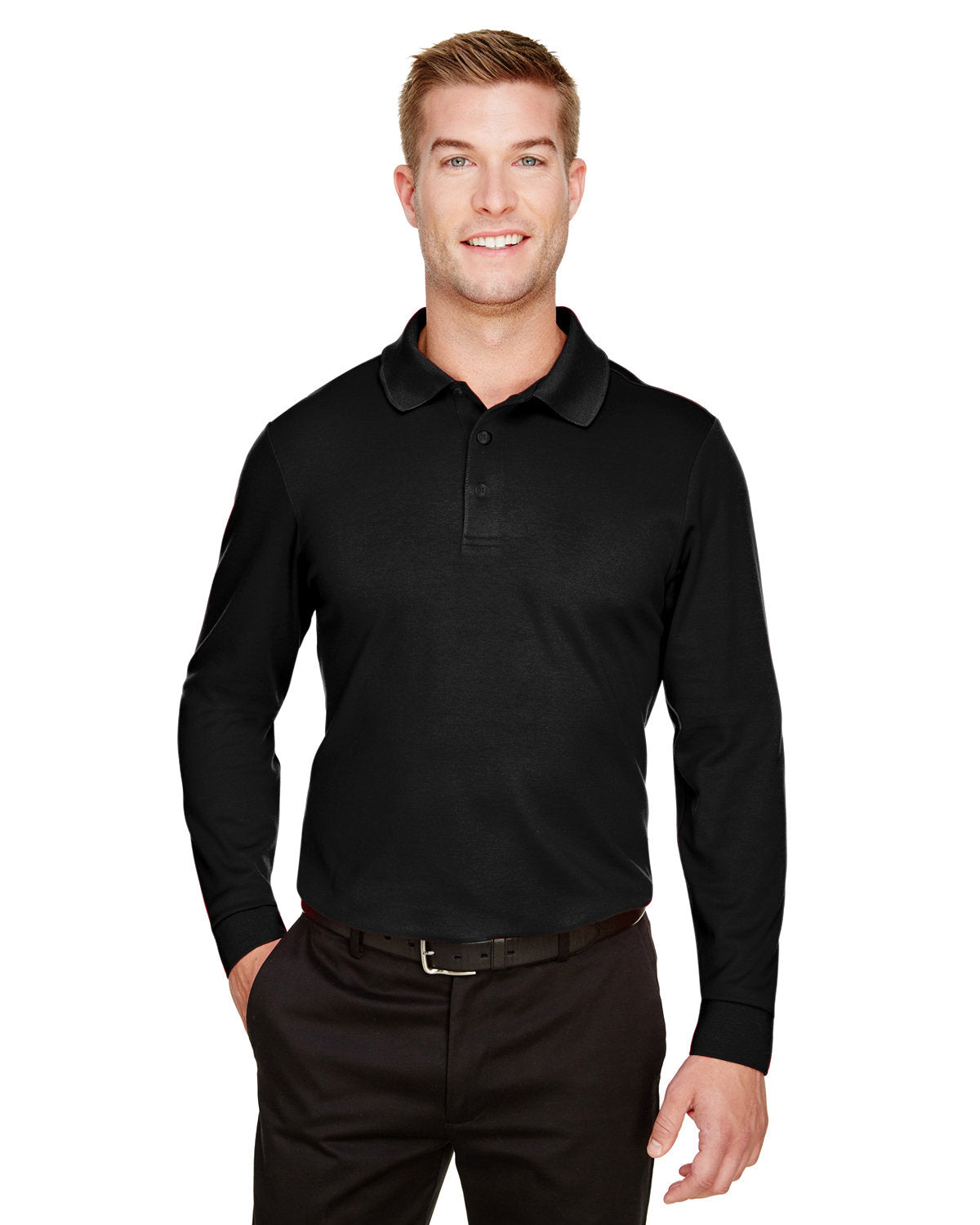 Devon & Jones CrownLux Performance® Men's Plaited Long Sleeve Polo DG20L