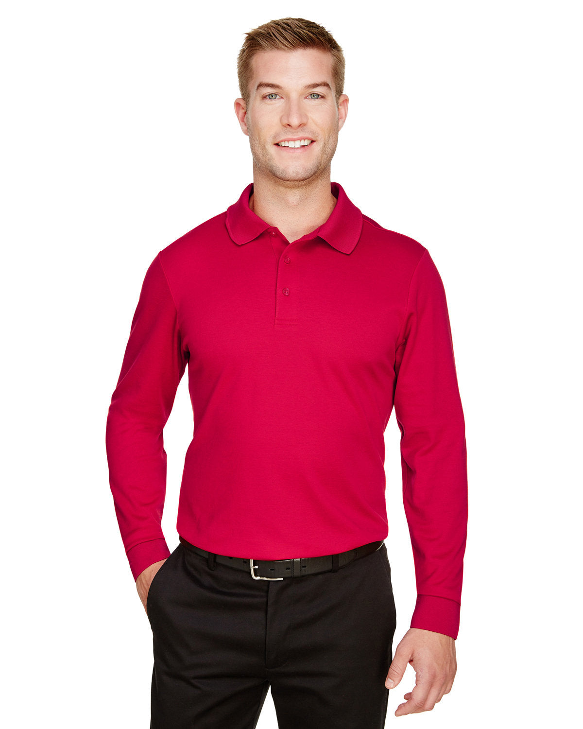 Devon & Jones CrownLux Performance® Men's Plaited Long Sleeve Polo DG20L