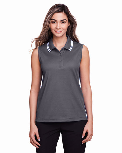 Devon & Jones CrownLux Performance® Ladies' Plaited Tipped Sleeveless Polo DG20SW