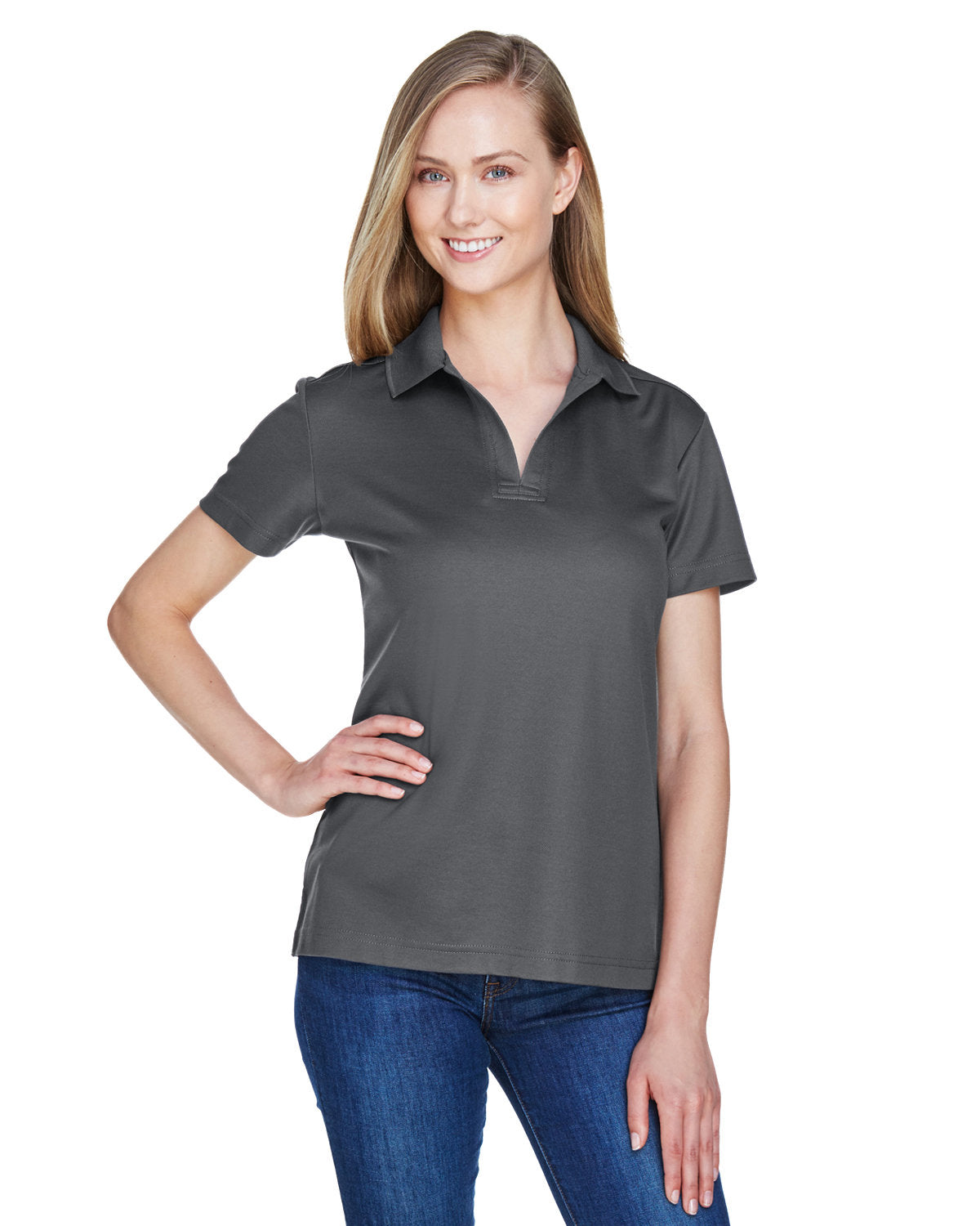 Devon & Jones CrownLux Performance® Ladies' Plaited Polo DG20W GRAPHITE