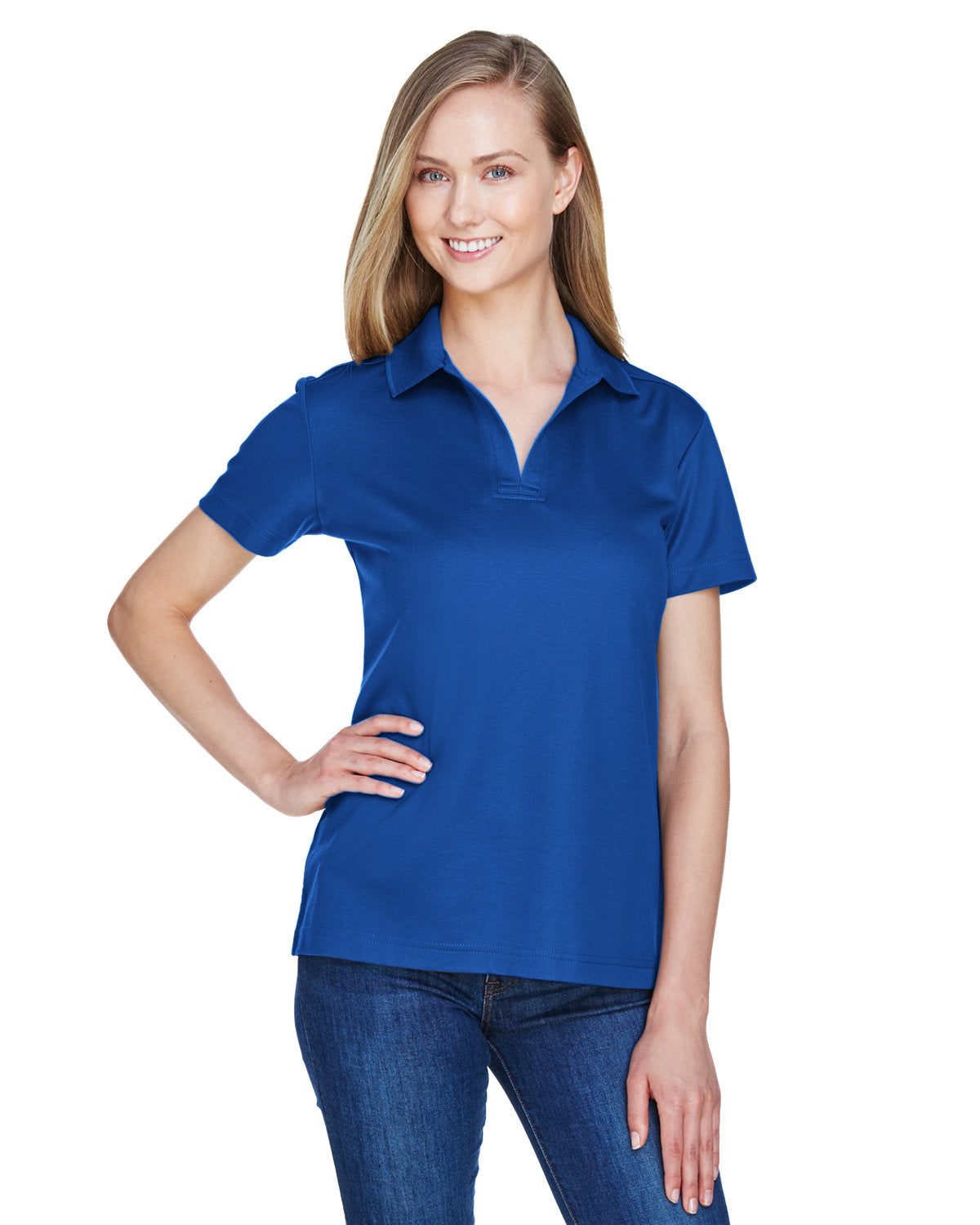 Devon & Jones CrownLux Performance® Ladies' Plaited Polo DG20W TRUE ROYAL