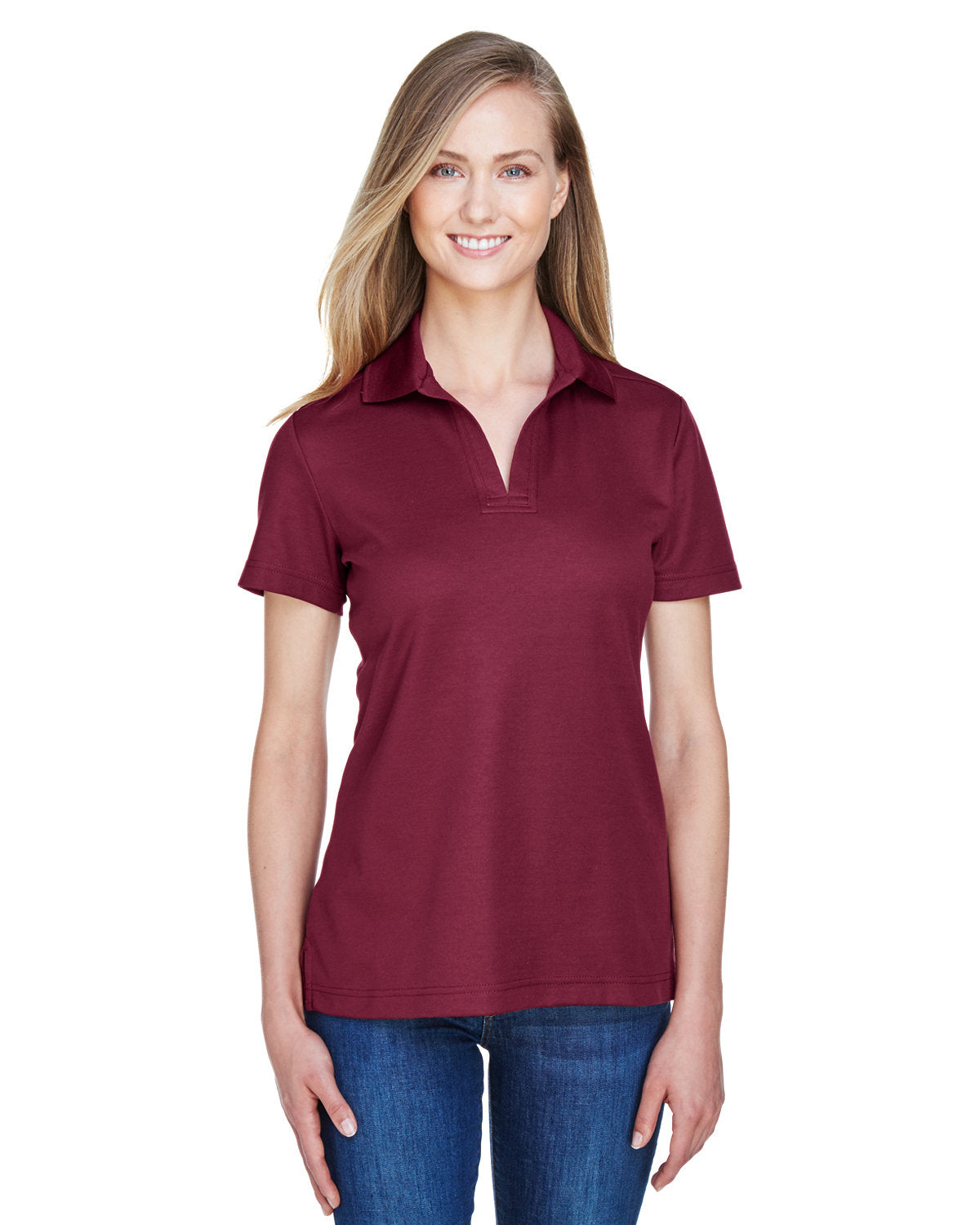 Devon & Jones CrownLux Performance® Ladies' Plaited Polo DG20W BURGUNDY